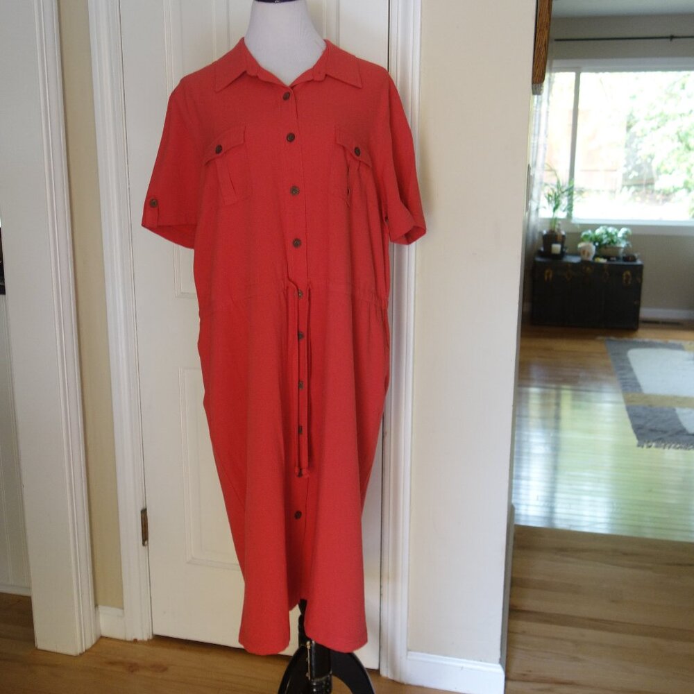 Appleseeds Drawstring Button Front Dress W/ Pocke… - image 1